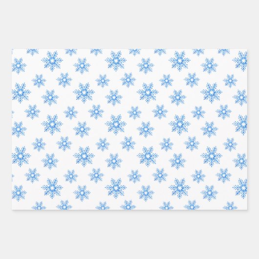 Blue Waterverf Snowflake Patroon Inpakpapier Vel (Voorkant 2)