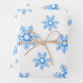 Blue Waterverf Snowflake Patroon Inpakpapier Vel (In situ)