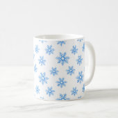 Blue Waterverf Snowflake Patroon Koffiemok (Voorkant rechts)