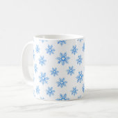 Blue Waterverf Snowflake Patroon Koffiemok (Voorkant links)