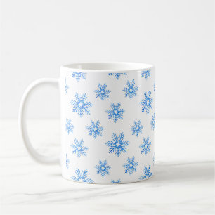 Blue Waterverf Snowflake Patroon Koffiemok