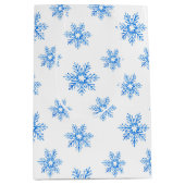 Blue Waterverf Snowflake Patroon Medium Cadeauzakje (Voorkant)