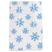 Blue Waterverf Snowflake Patroon Medium Cadeauzakje (Achterkant)