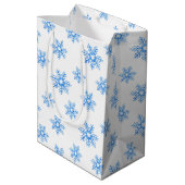 Blue Waterverf Snowflake Patroon Medium Cadeauzakje (Achterkant Gekanteld)