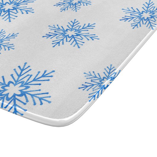 Blue Waterverf Snowflake Patroon Snijplank (Hoek)