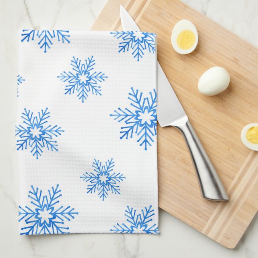 Blue Waterverf Snowflake Patroon Theedoek (Quarter Fold)