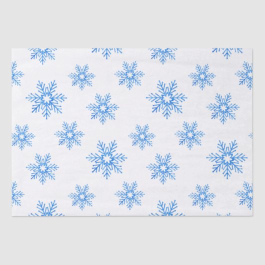 Blue Waterverf Snowflake Patroon Tissuepapier (Voorkant)