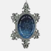 Blue Waterverf Snowflake Peace & Love Tin Sneeuwvlok Ornament (Links)