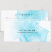 Blue Waterverf Splash Cadeaubon (Voorkant / Achterkant)