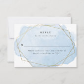 Blue Waterverf Splash, Gold Geo Lijst Reply Kaart (Voorkant)