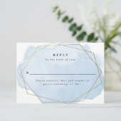 Blue Waterverf Splash, Gold Geo Lijst Reply Kaart (Staand voorkant)