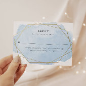 Blue Waterverf Splash, Gold Geo Lijst Reply Kaart