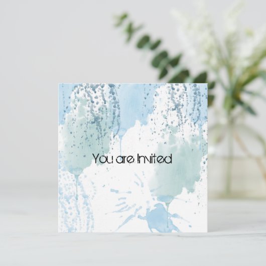 Blue Waterverf Splatter Abstract Baby shower Kaart (Staand voorkant)