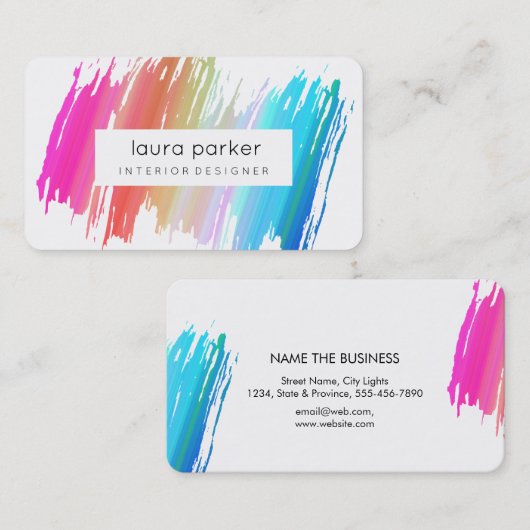 Blue Waterverf Splatter Elegant Abstract Modern Visitekaartje (Voorkant / Achterkant)