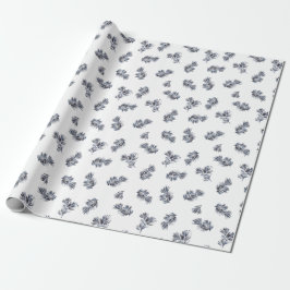 Blue Waterverf Sprig Cadeaupapier