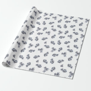 Blue Waterverf Sprig Cadeaupapier