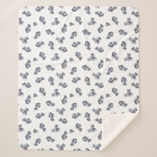 Blue Waterverf Sprig Sherpa Deken (Voorkant)