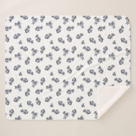 Blue Waterverf Sprig Sherpa Deken (Voorkant (horizontaal))
