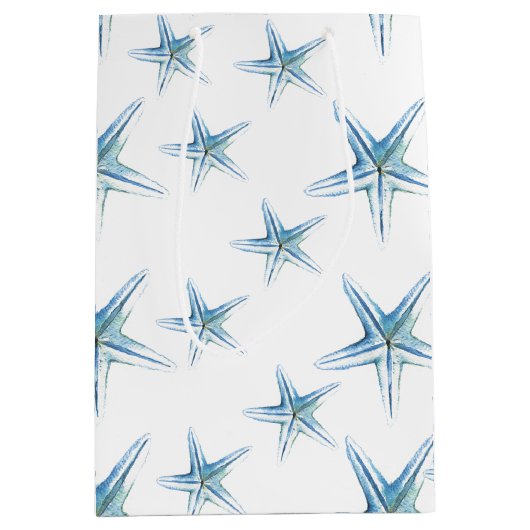 Blue Waterverf Starfish Medium Gift Bag Medium Cadeauzakje (Voorkant)