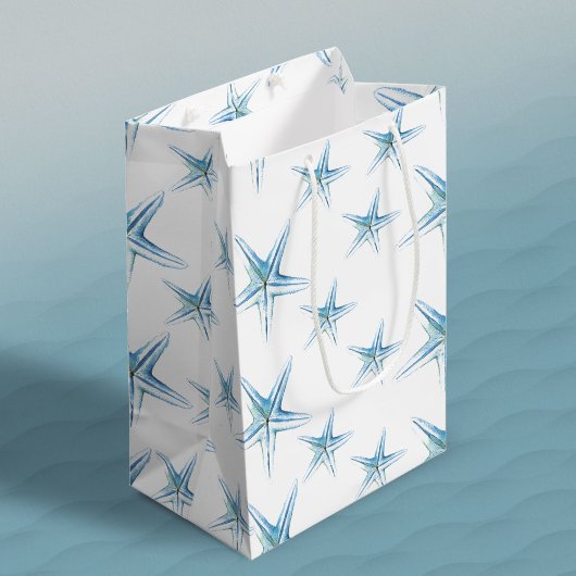 Blue Waterverf Starfish Medium Gift Bag Medium Cadeauzakje