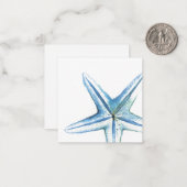 Blue Waterverf Starfish Mini Note Card Notitiekaartje (Voorkant / Achterkant in situ)