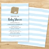 Blue Waterverf Stripe DROP-IN Boy Baby shower Kaart