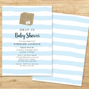 Blue Waterverf Stripe DROP-IN Boy Baby shower Kaart