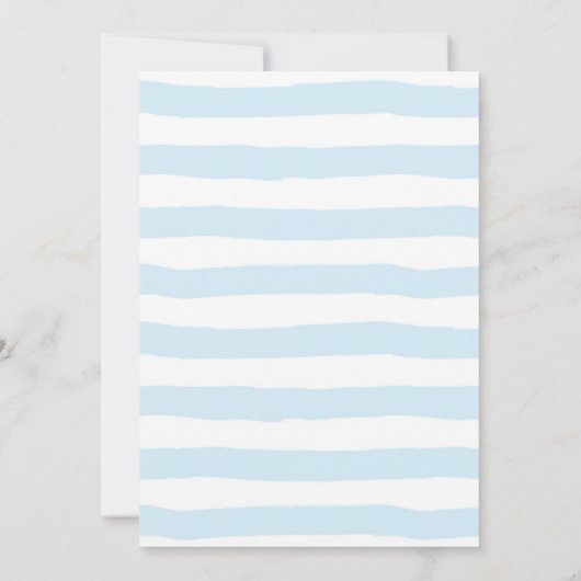 Blue Waterverf Stripe DROP-IN Boy Baby shower Kaart (Achterkant)