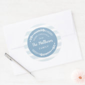 Blue Waterverf Stripe Round kerstcadeaus voor kers Ronde Sticker (Envelop)