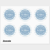 Blue Waterverf Stripe Round kerstcadeaus voor kers Ronde Sticker (Vel)