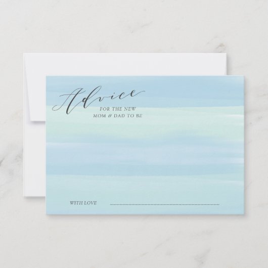 Blue Waterverf Stripes Advice Kaart Baby shower (Voorkant)