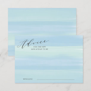 Blue Waterverf Stripes Advice Kaart Baby shower
