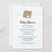 Blue Waterverf Stripes Boy Baby shower per post Kaart (Voorkant)