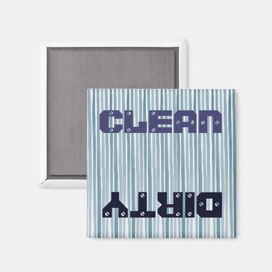 Blue Waterverf Stripes Clean Dirty Magneet (Voorkant / Achterkant)