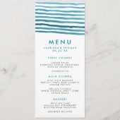 Blue Waterverf Stripes Menu Card (Voorkant)