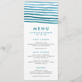 Blue Waterverf Stripes Menu Card