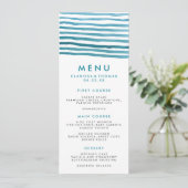 Blue Waterverf Stripes Menu Card (Staand voorkant)
