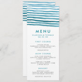 Blue Waterverf Stripes Menu Card (Voorkant / Achterkant)