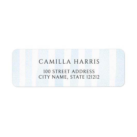 Blue Waterverf Stripes Return-adreslabel Etiket (Voorkant)