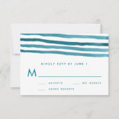 Blue Waterverf Stripes Wedding RSVP-kaart RSVP Kaartje (Voorkant)