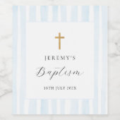 Blue Waterverf Stripes Wijnlabel Wijn Etiket (Enkel label)