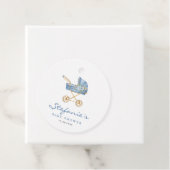 Blue Waterverf Stroller Het is een Boy Baby shower Bedankjes Labels (In situ)