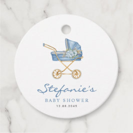 Blue Waterverf Stroller Het is een Boy Baby shower Bedankjes Labels