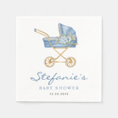 Blue Waterverf Stroller Het is een Boy Baby shower Servet (Voorkant)