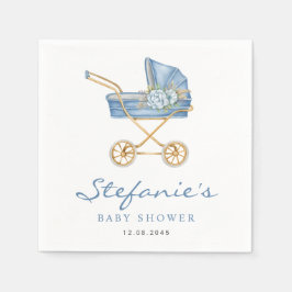 Blue Waterverf Stroller Het is een Boy Baby shower Servet