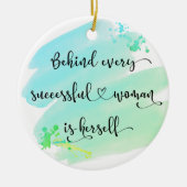 Blue Waterverf Succesvolle vrouwelijke foto Keramisch Ornament (Voorkant)