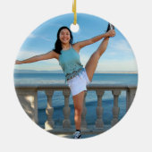 Blue Waterverf Succesvolle vrouwelijke foto Keramisch Ornament (Achterkant)