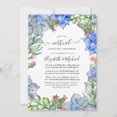 Blue Waterverf Succulents Online Virtual Wedding Kaart (Voorkant)