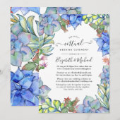 Blue Waterverf Succulents Online Virtual Wedding Kaart (Voorkant / Achterkant)