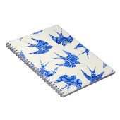 Blue Waterverf Swallow Bird Pattern Notitieboek (Rechterzijde)